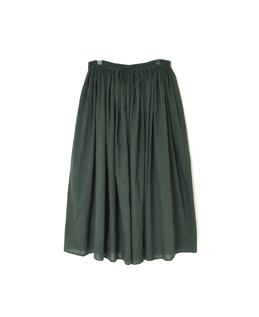 INMDS23745 (スカート) WOOL COTTON SILK PLAIN GATHERED SKIRT