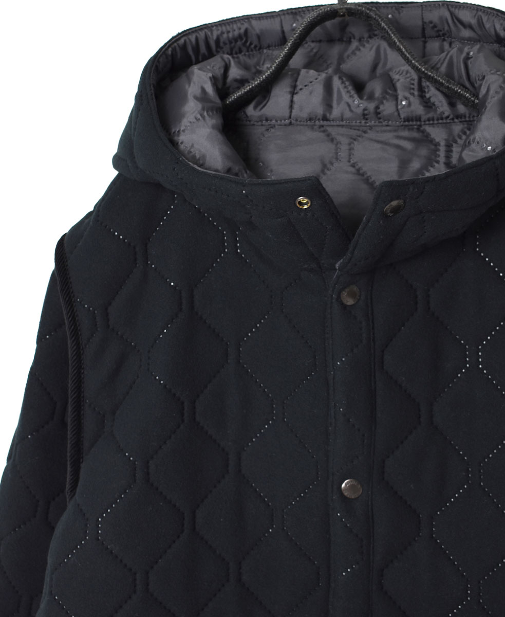 NAM1752 (ジャケット) POLYxFLEECE HEAT QUILT REVERSIBLE HIGH COLLAR HOODED JACKET