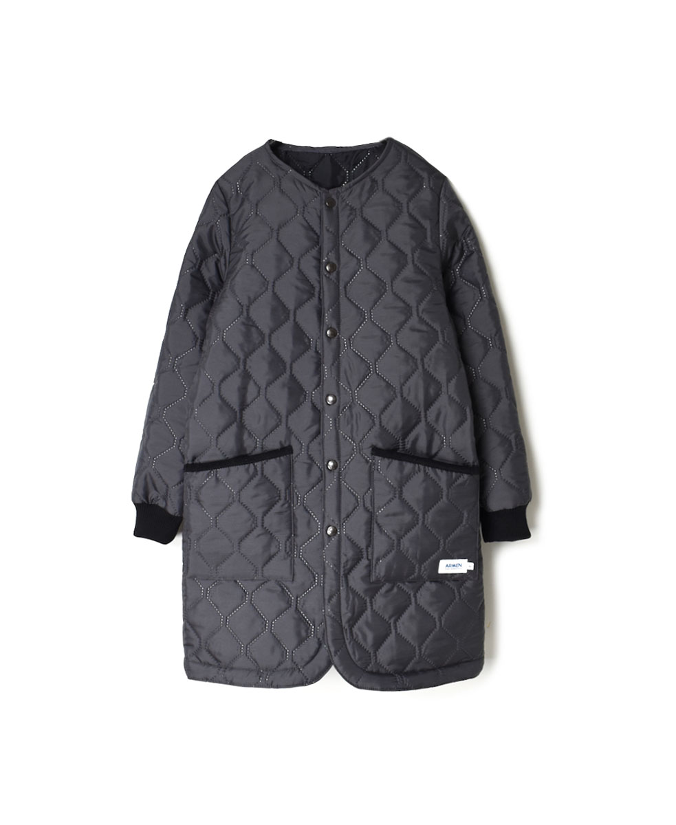 NAM2152PP (コート) POLY×POLY HEAT QUILT NO COLLAR COAT WITH RIBBED CUFF