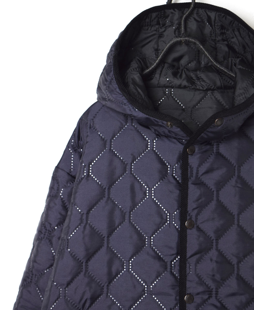NAM2154PP (コート) POLY×POLY HEAT QUILT OVERSIZED HOODED COAT WITH RIBBED CUFF