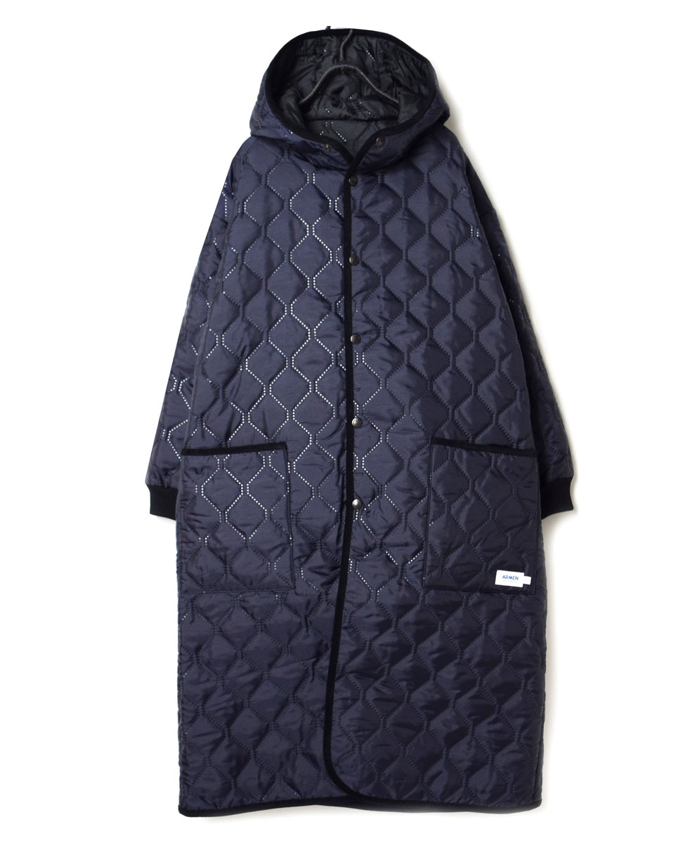 NAM2154PP (コート) POLY×POLY HEAT QUILT OVERSIZED HOODED COAT WITH RIBBED CUFF
