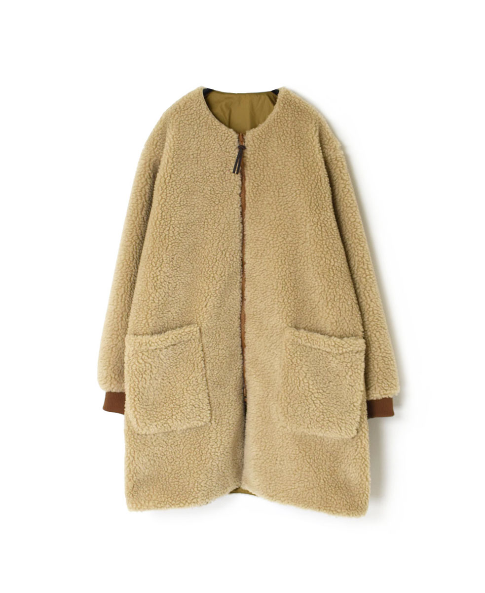 ADNAM2364 FLEECE ZIP UP REVERSIBLE NO COLLAR COAT
