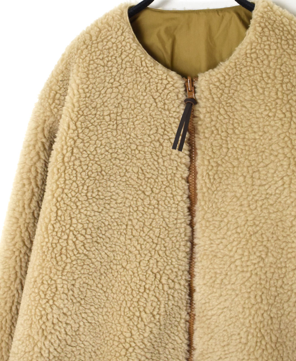 ADNAM2364 (コート) FLEECE ZIP-UP REVERSIBLE NO COLLAR COAT