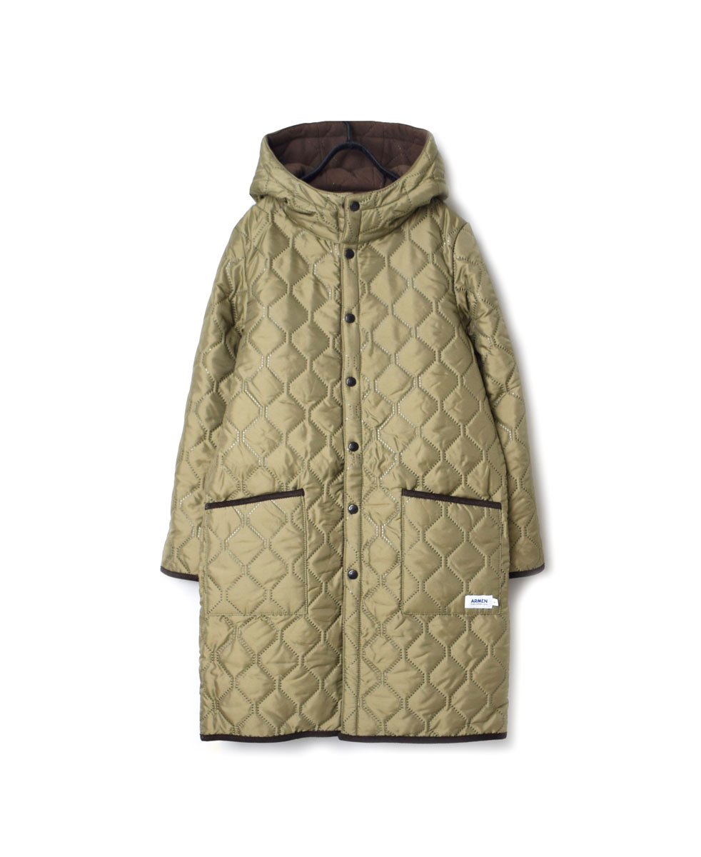 NAM1753 POLYxFLEECE HEAT QUILT REVERSIBLE HOODED COAT