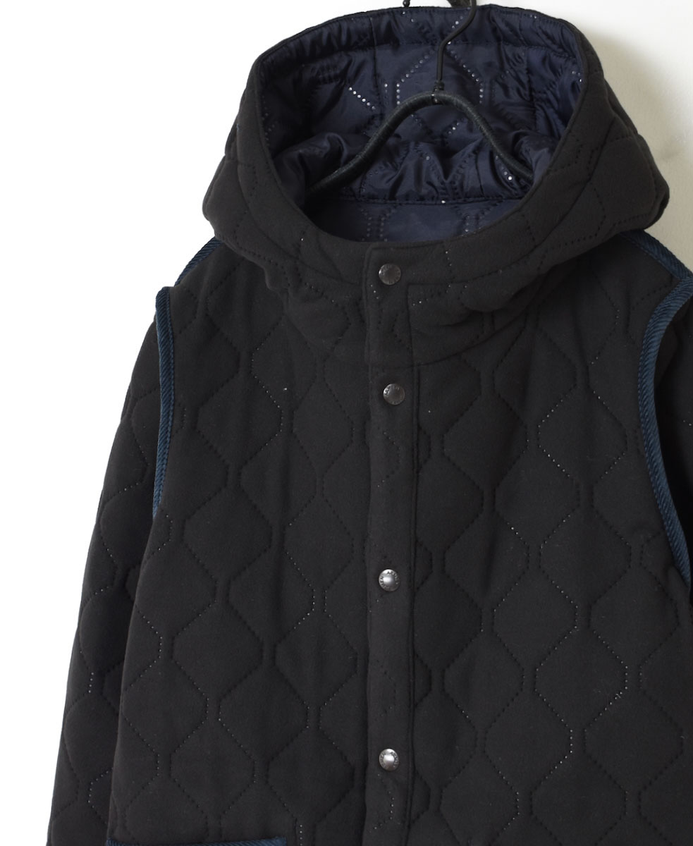 NAM1752 (ジャケット) POLYxFLEECE HEAT QUILT REVERSIBLE HIGH COLLAR HOODED JACKET