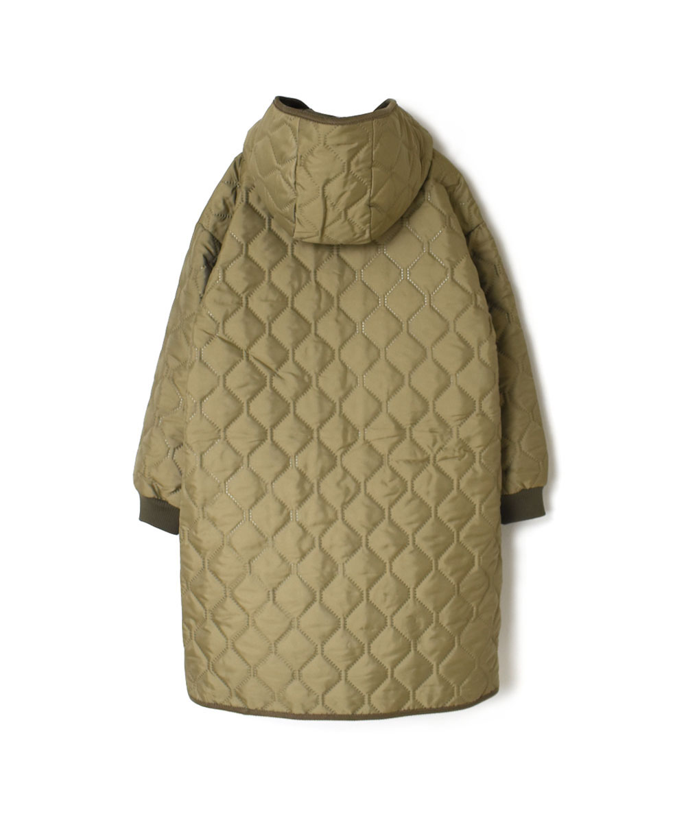 NAM2352PP (コート) POLY×POLY HEAT QUILT OVERSIZED MID-LENGTH HOODED COAT WITH RIBBED CUFF