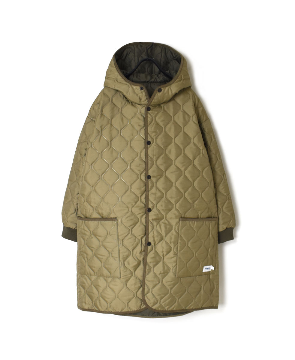 NAM2352PP (コート) POLY×POLY HEAT QUILT OVERSIZED MID-LENGTH HOODED COAT WITH RIBBED CUFF