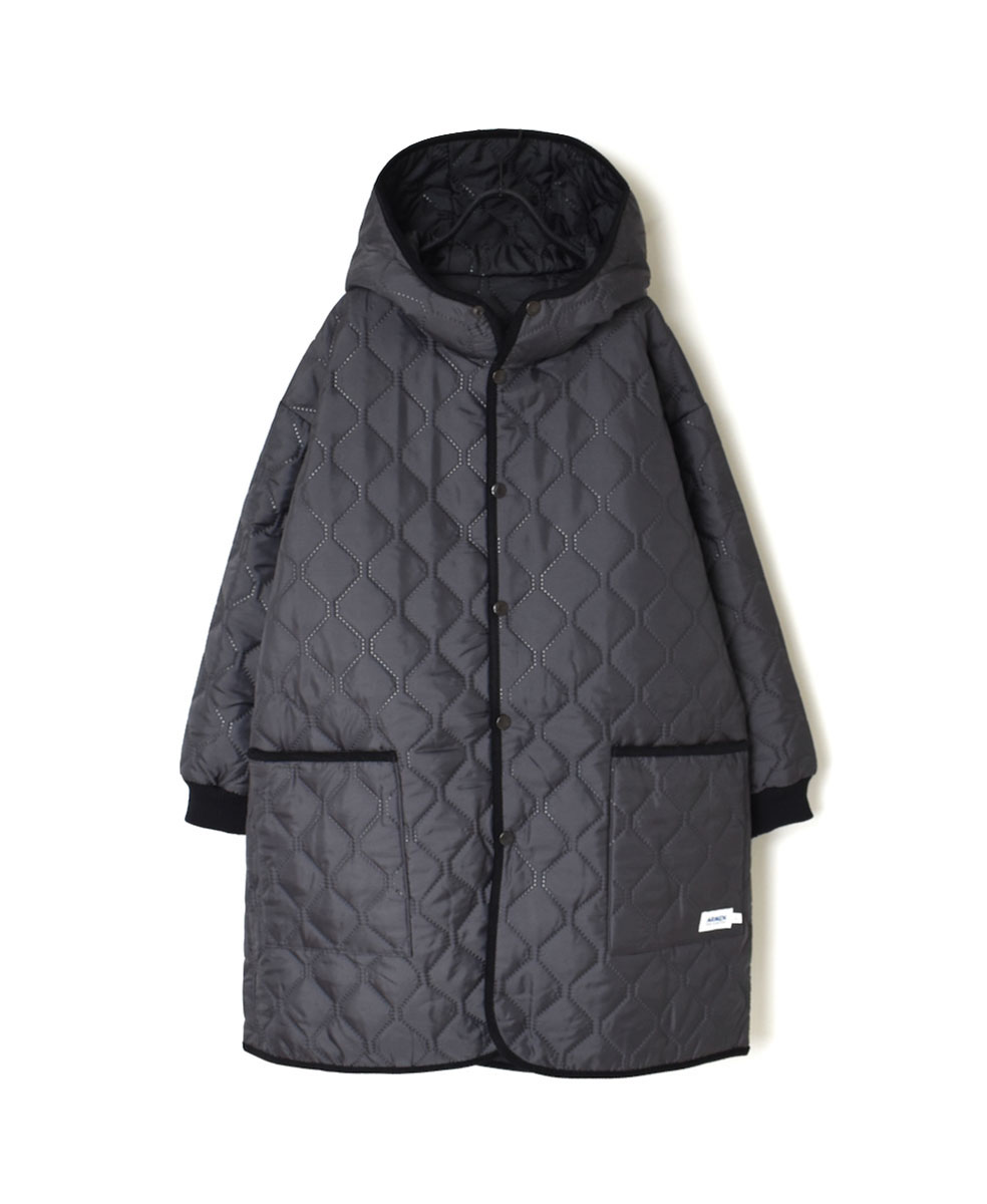NAM2352PP (コート) POLY×POLY HEAT QUILT OVERSIZED MID-LENGTH HOODED COAT WITH RIBBED CUFF