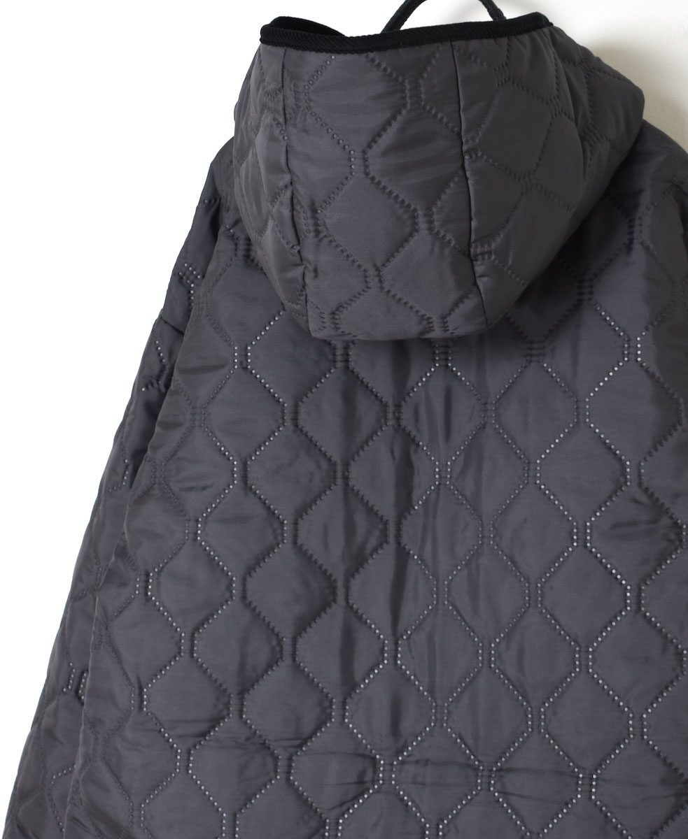 NAM2352PP (コート) POLY×POLY HEAT QUILT OVERSIZED MID-LENGTH HOODED COAT WITH RIBBED CUFF