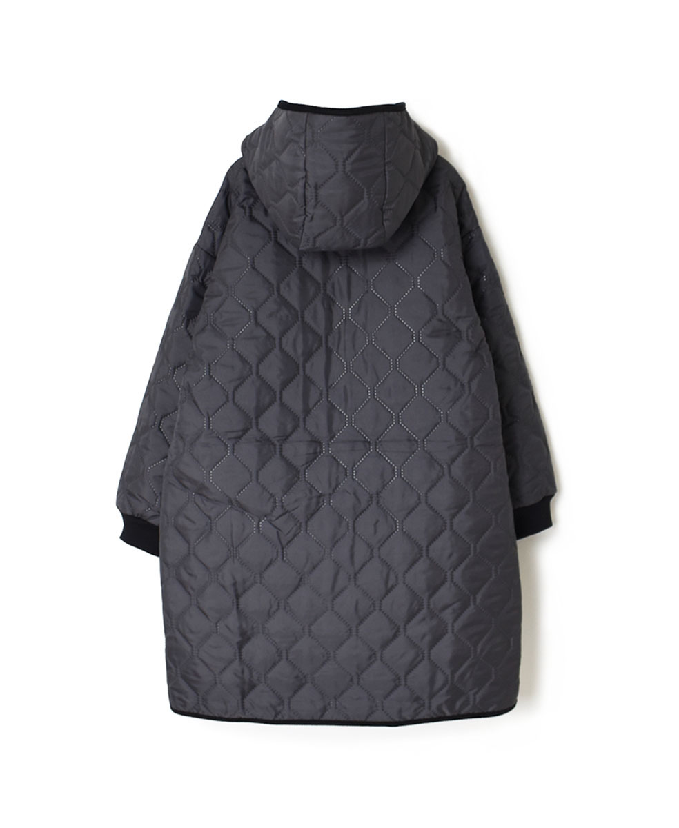 NAM2352PP (コート) POLY×POLY HEAT QUILT OVERSIZED MID-LENGTH HOODED COAT WITH RIBBED CUFF