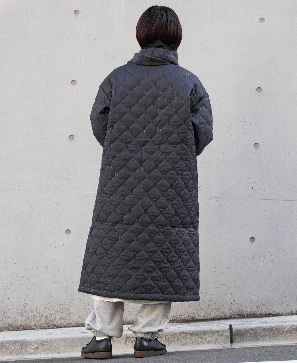 NAM2251PP (コート) POLY×POLY HEAT QUILT OVERSIZED NO COLLAR COAT WITH RIBBED CUFF