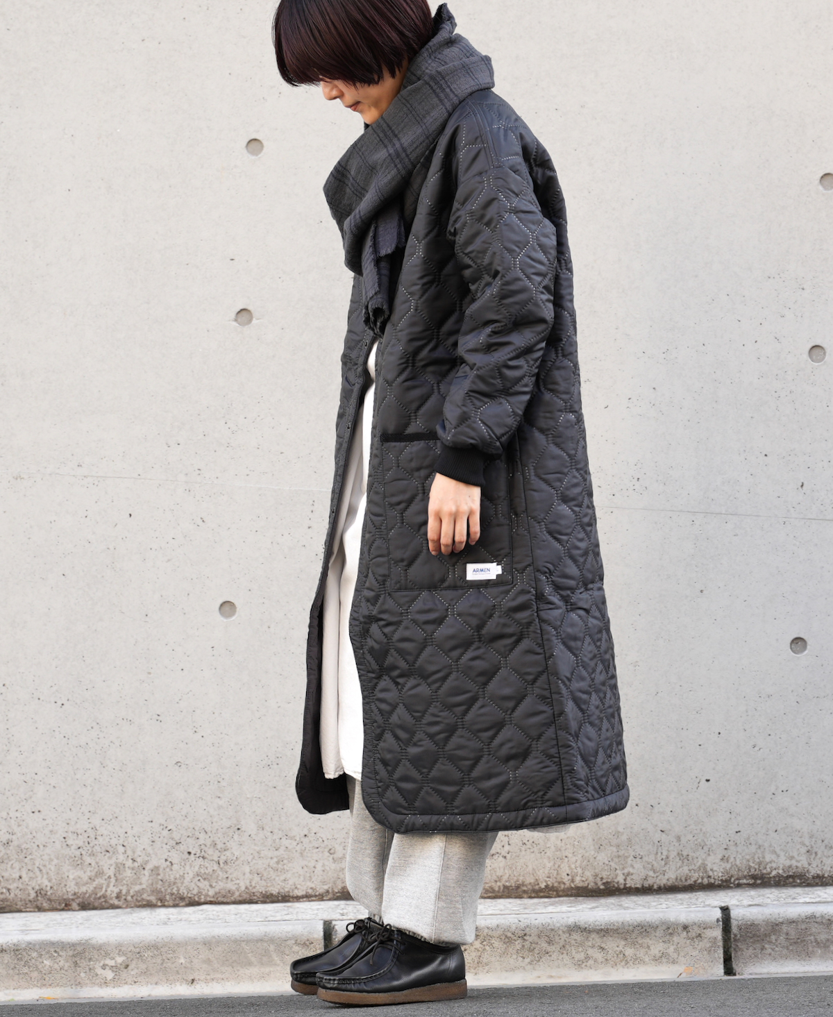NAM2251PP (コート) POLY×POLY HEAT QUILT OVERSIZED NO COLLAR COAT WITH RIBBED CUFF