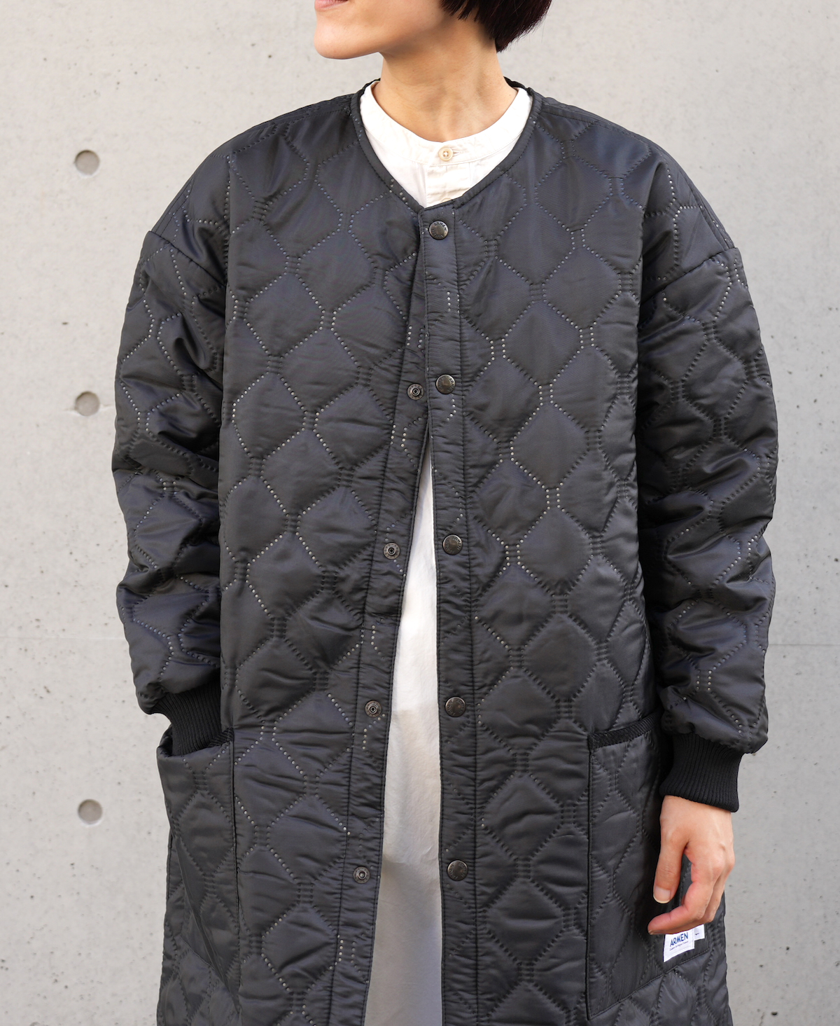 NAM2251PP (コート) POLY×POLY HEAT QUILT OVERSIZED NO COLLAR COAT WITH RIBBED CUFF