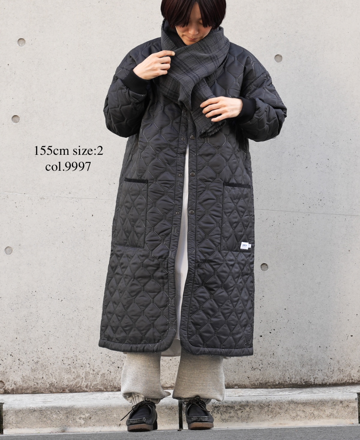 NAM2251PP (コート) POLY×POLY HEAT QUILT OVERSIZED NO COLLAR COAT WITH RIBBED CUFF