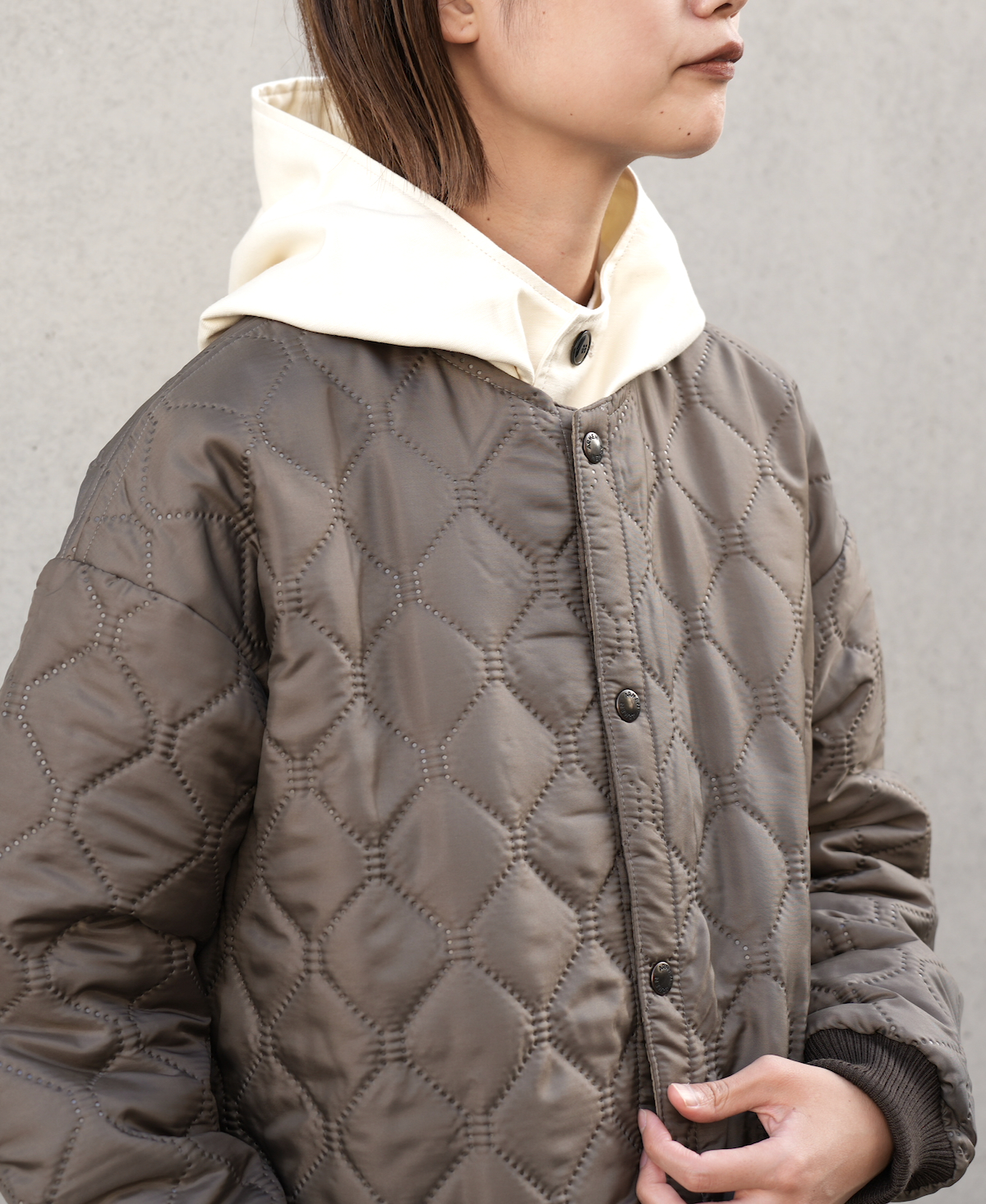 NAM2251PP (コート) POLY×POLY HEAT QUILT OVERSIZED NO COLLAR COAT WITH RIBBED CUFF