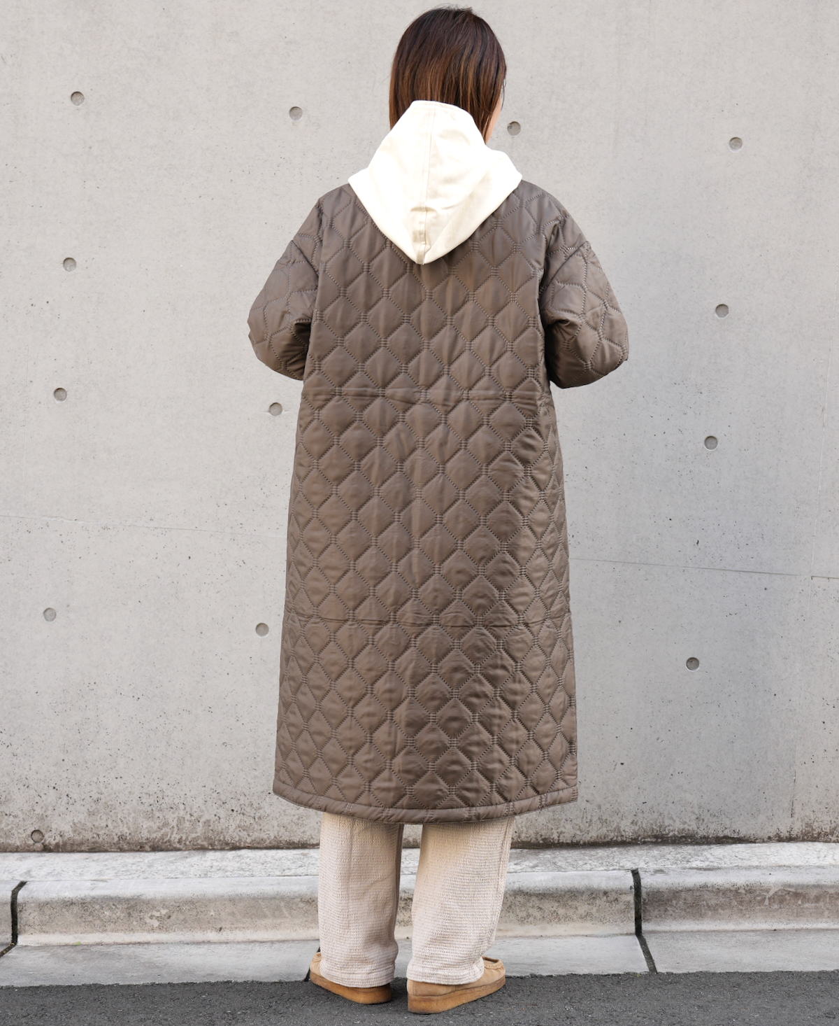 NAM2251PP (コート) POLY×POLY HEAT QUILT OVERSIZED NO COLLAR COAT WITH RIBBED CUFF