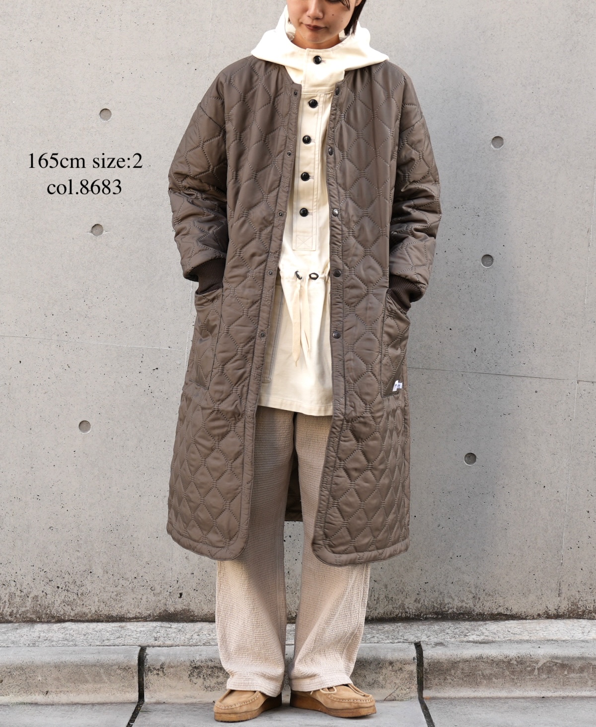 NAM2251PP (コート) POLY×POLY HEAT QUILT OVERSIZED NO COLLAR COAT WITH RIBBED CUFF