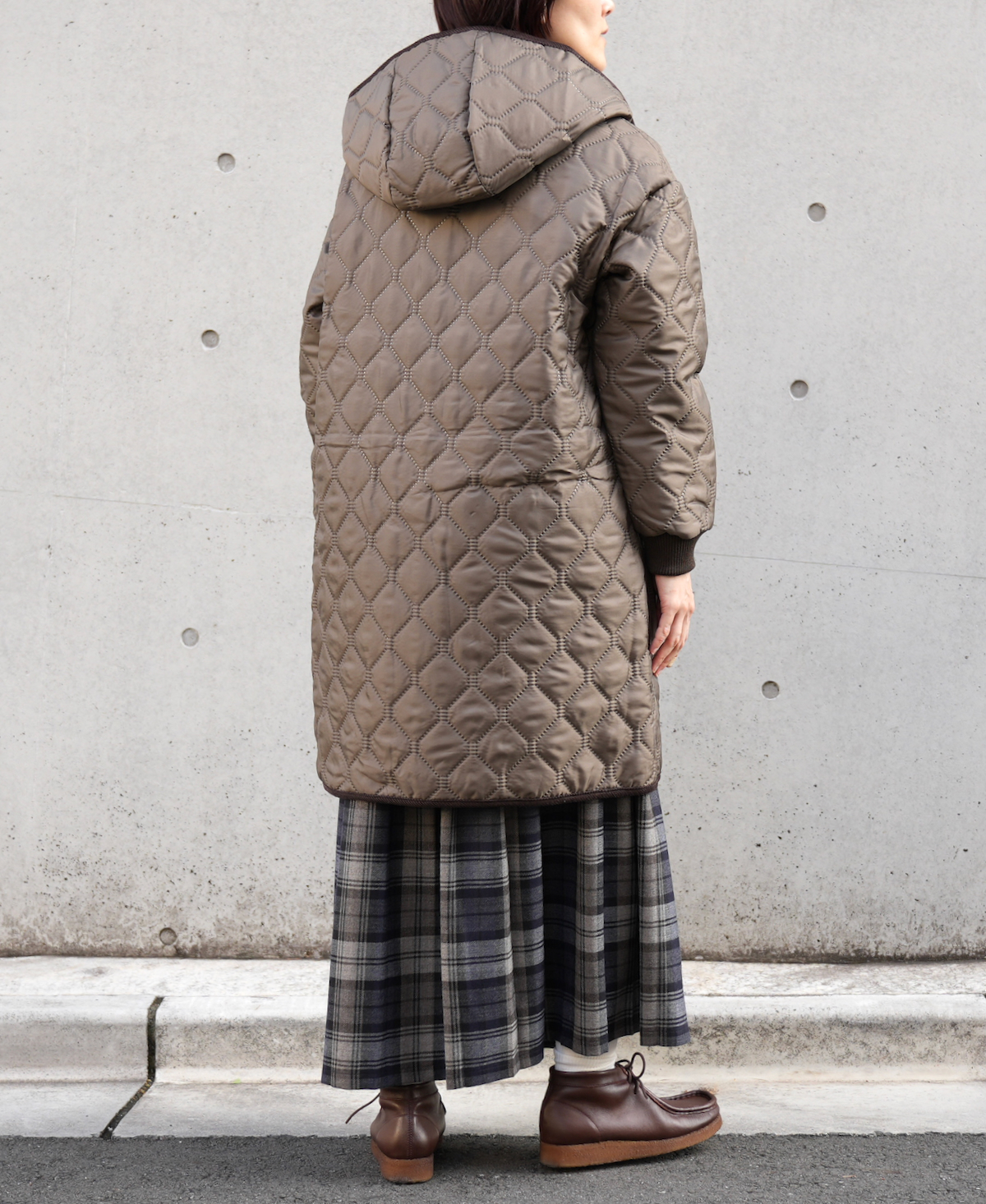 NAM2352PP (コート) POLY×POLY HEAT QUILT OVERSIZED MID-LENGTH HOODED COAT WITH RIBBED CUFF