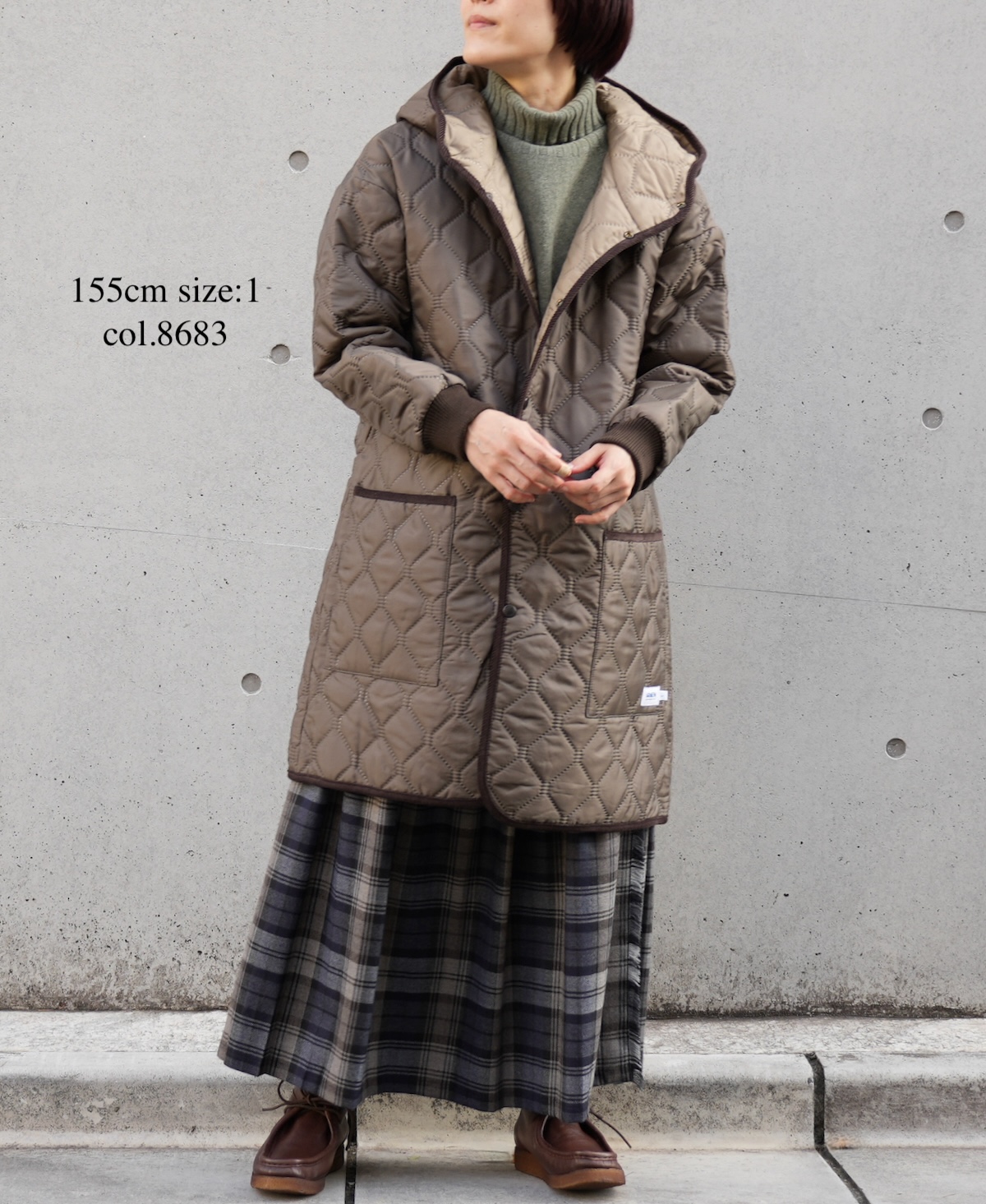 NAM2352PP (コート) POLY×POLY HEAT QUILT OVERSIZED MID-LENGTH HOODED COAT WITH RIBBED CUFF