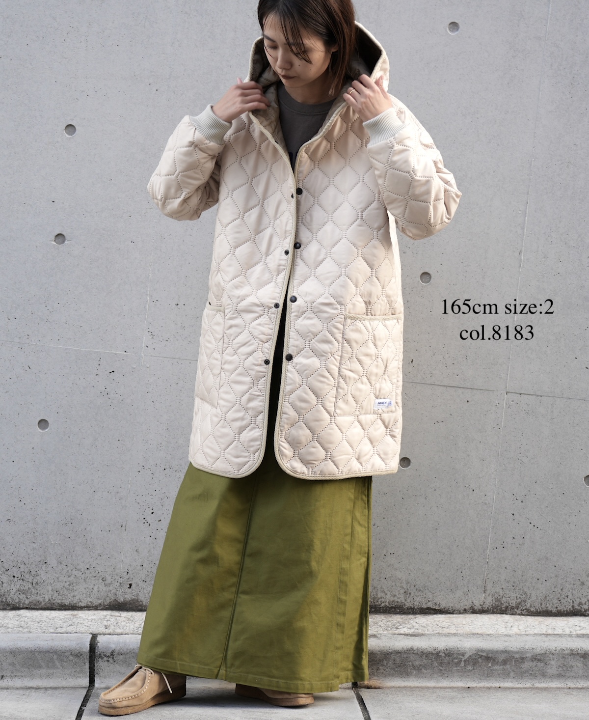 NAM2352PP (コート) POLY×POLY HEAT QUILT OVERSIZED MID-LENGTH HOODED COAT WITH RIBBED CUFF