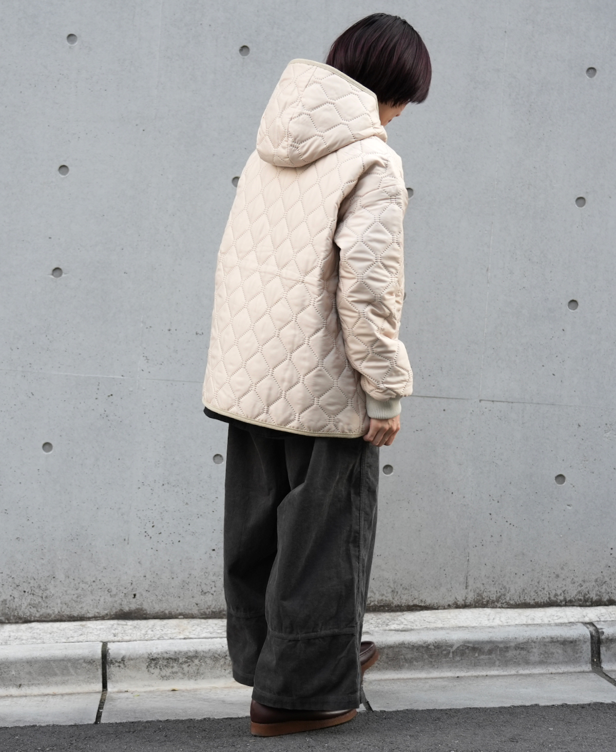 NAM2153PP (ジャケット) POLY×POLY HEAT QUILT OVERSIZED HOODED JACKET WITH RIBBED CUFF