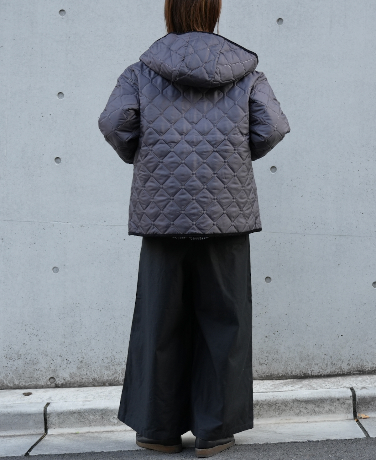 NAM2153PP (ジャケット) POLY×POLY HEAT QUILT OVERSIZED HOODED JACKET WITH RIBBED CUFF