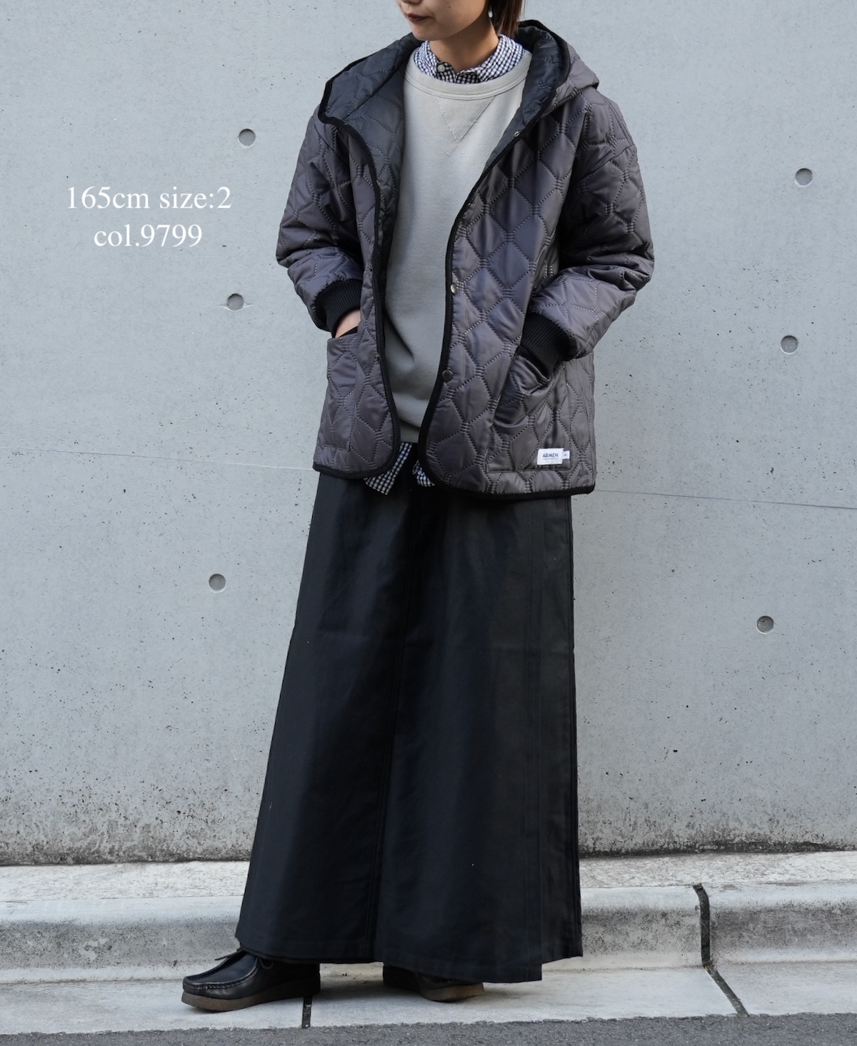 NAM2153PP (ジャケット) POLY×POLY HEAT QUILT OVERSIZED HOODED JACKET WITH RIBBED CUFF