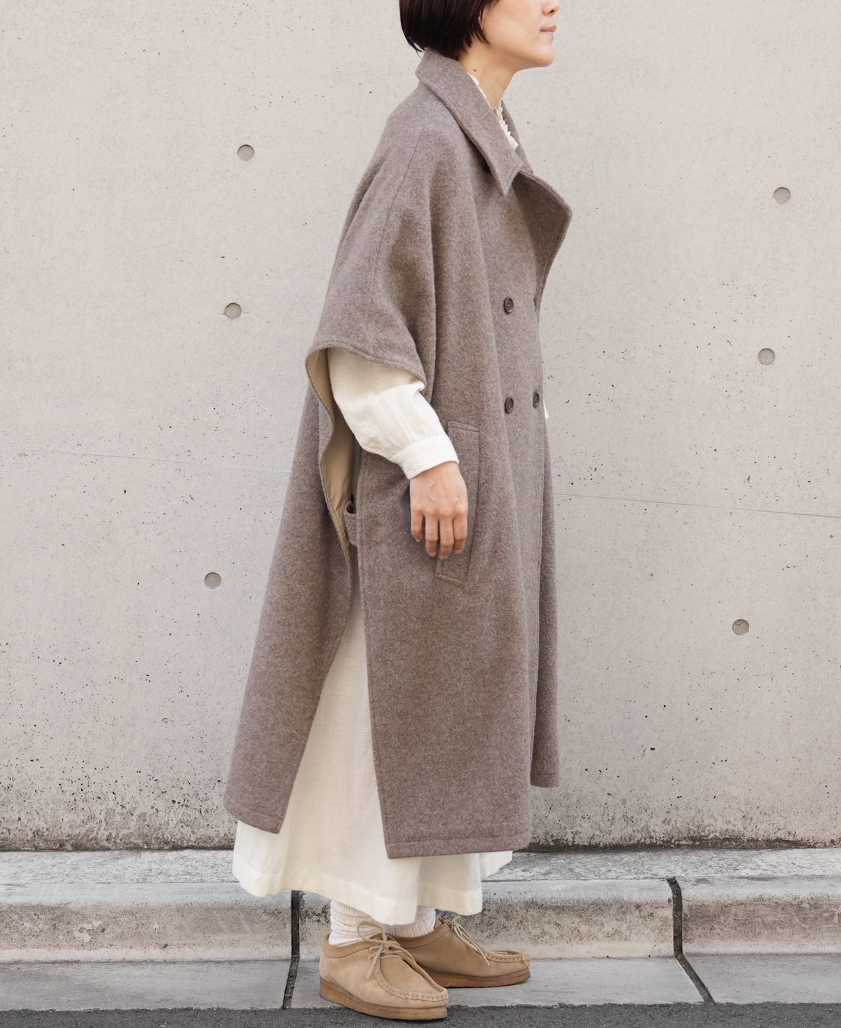PNAM2351 (ケープ) MELTON DOUBLE BREASTED CAPE