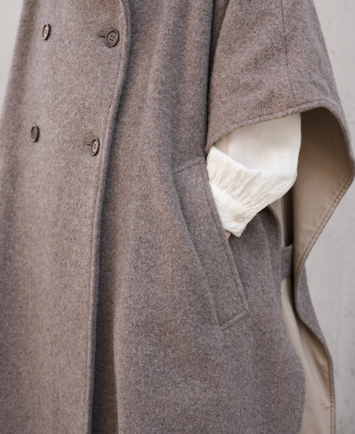 PNAM2351 (ケープ) MELTON DOUBLE BREASTED CAPE