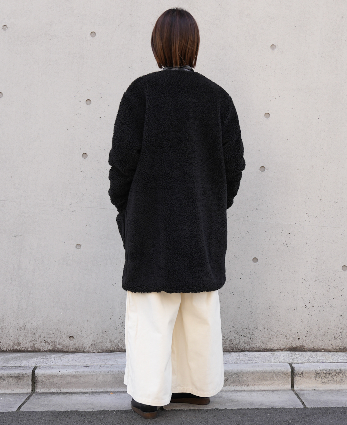 ADNAM2364 (コート) FLEECE ZIP-UP REVERSIBLE NO COLLAR COAT
