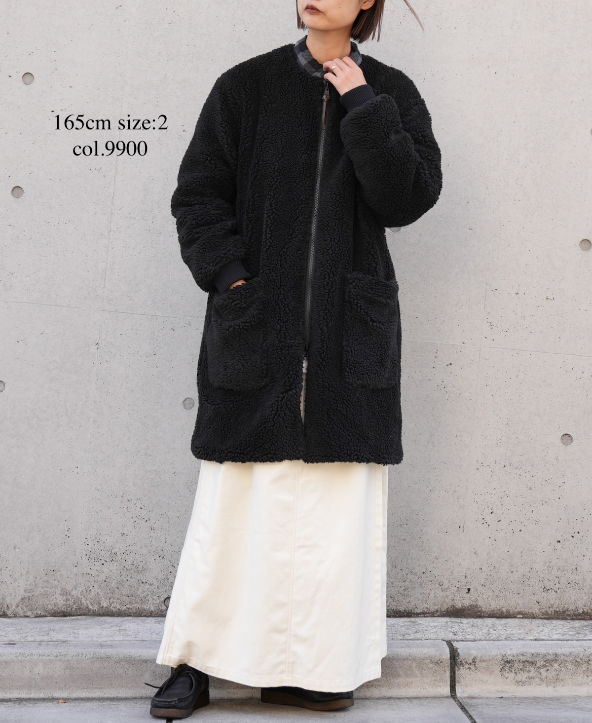 ADNAM2364 (コート) FLEECE ZIP-UP REVERSIBLE NO COLLAR COAT