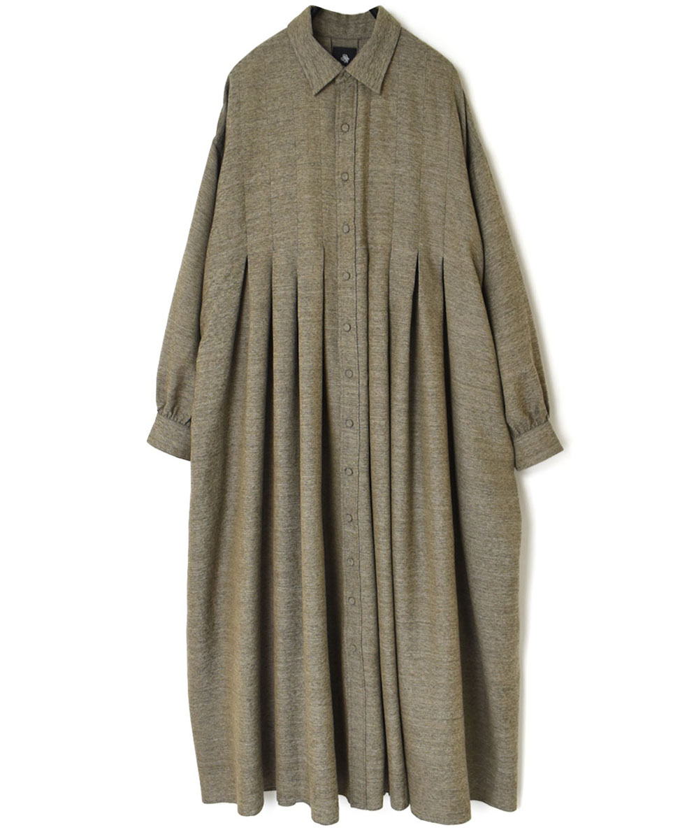 INMDS23754 (ワンピース) TWIST YARN WOOL INVERTED PLEAT SHIRT DRESS WITH BELT