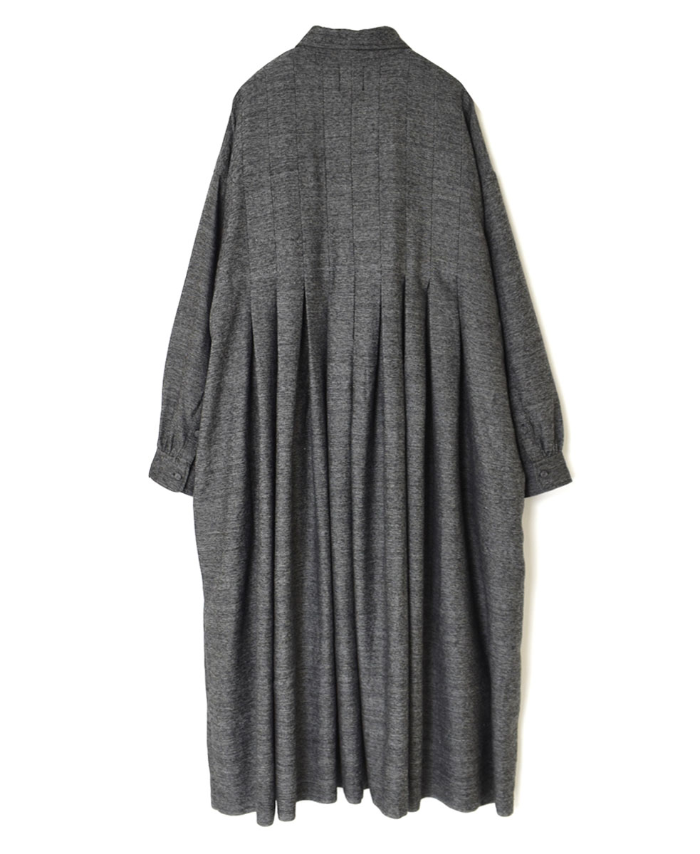 INMDS23754 (ワンピース) TWIST YARN WOOL INVERTED PLEAT SHIRT DRESS WITH BELT