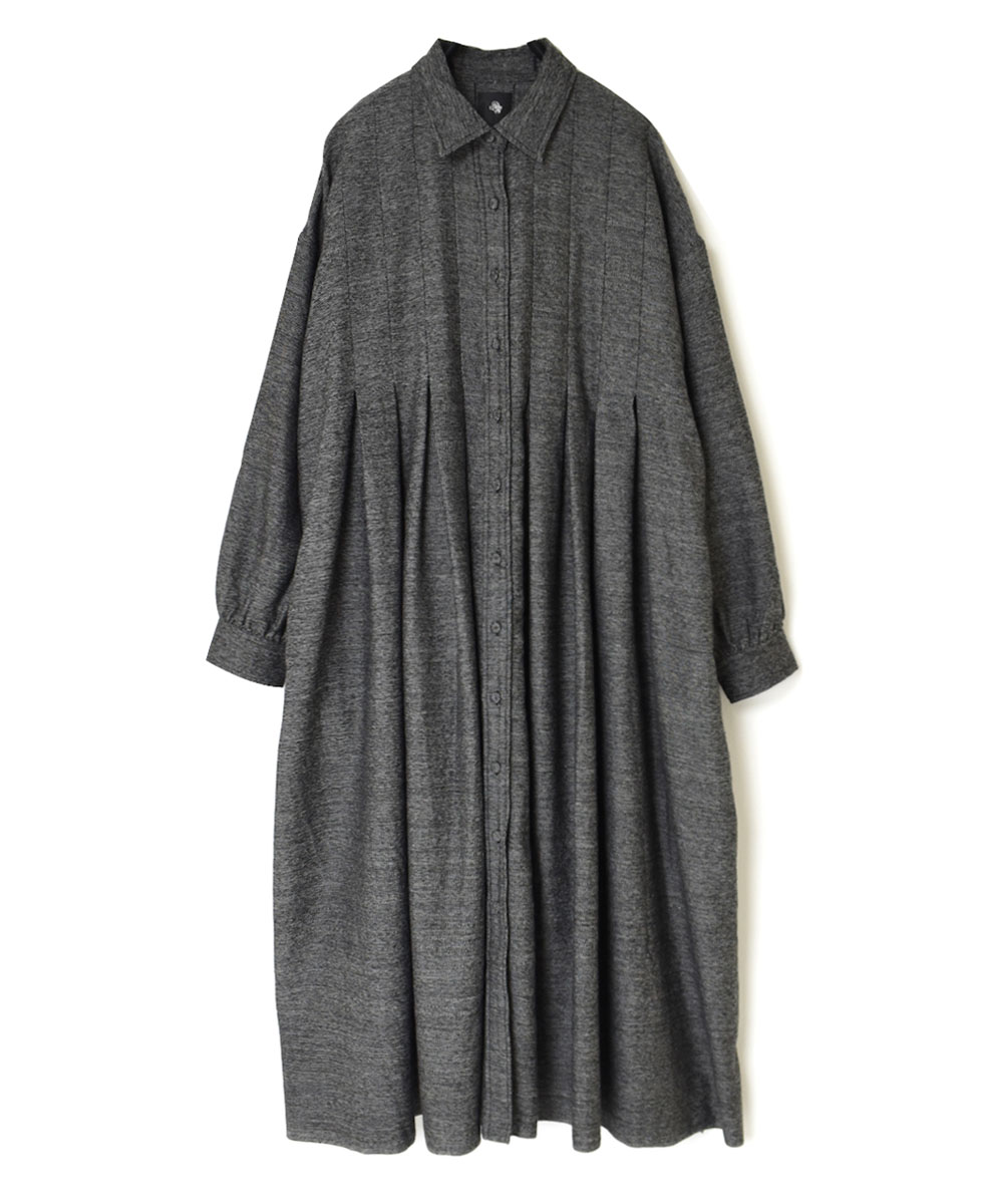 INMDS23754 (ワンピース) TWIST YARN WOOL INVERTED PLEAT SHIRT DRESS WITH BELT