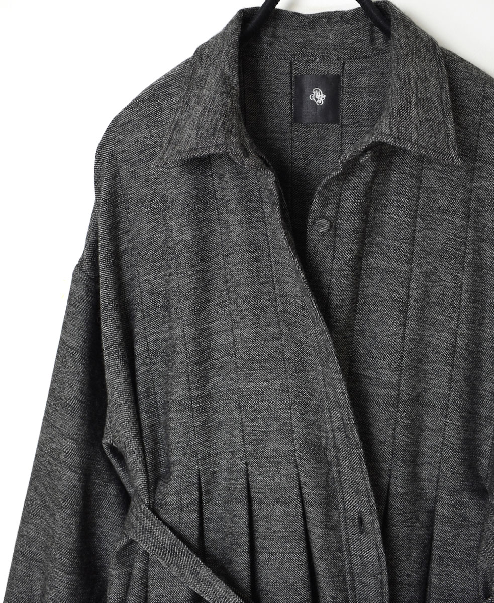 INMDS23754 (ワンピース) TWIST YARN WOOL INVERTED PLEAT SHIRT DRESS WITH BELT