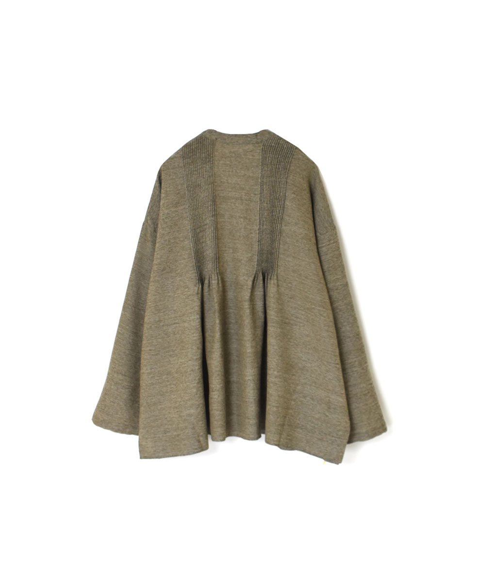 INMDS23752 (ブラウス) TWIST YARN WOOL V-NECK FRONT OPENING BLOUSE WITH MINI PINTUCK
