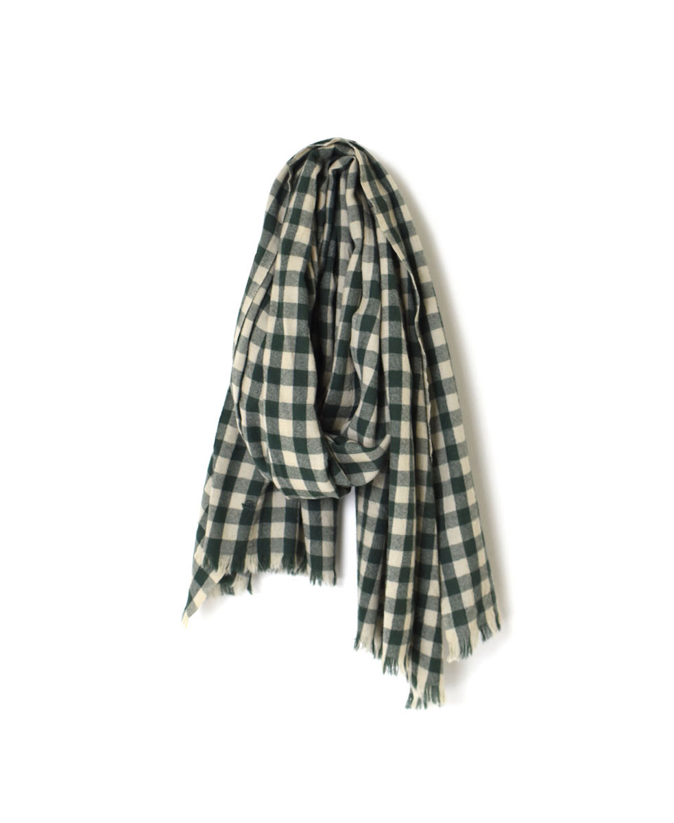 NMDS23596 (ストール) BOILED WOOL BIG GINGHAM CHECK STOLE