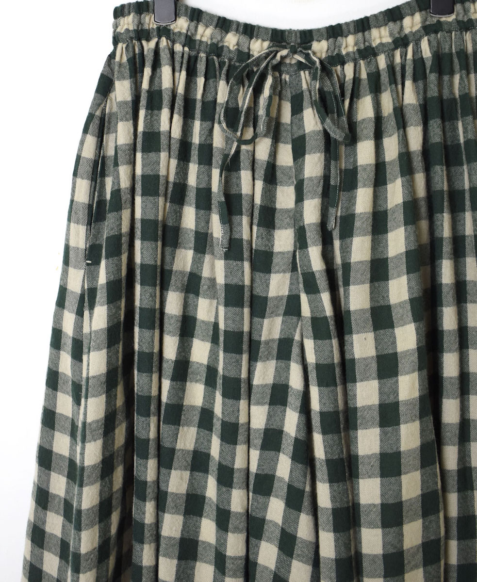 NMDS23595 (キュロット) BOILED WOOL BIG GINGHAM CHECK GATHERED CULOTTES