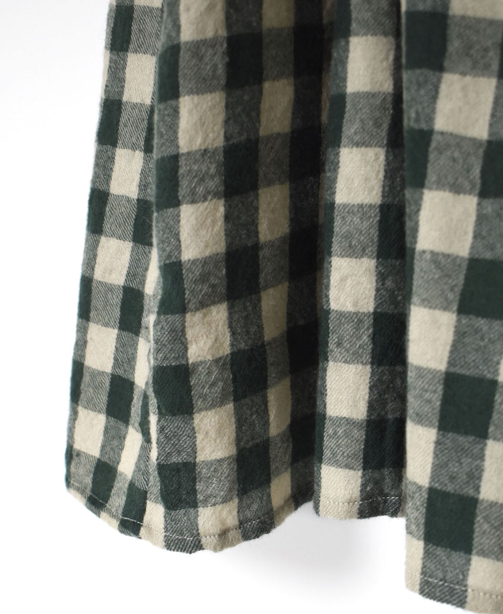 NMDS23595 (キュロット) BOILED WOOL BIG GINGHAM CHECK GATHERED CULOTTES