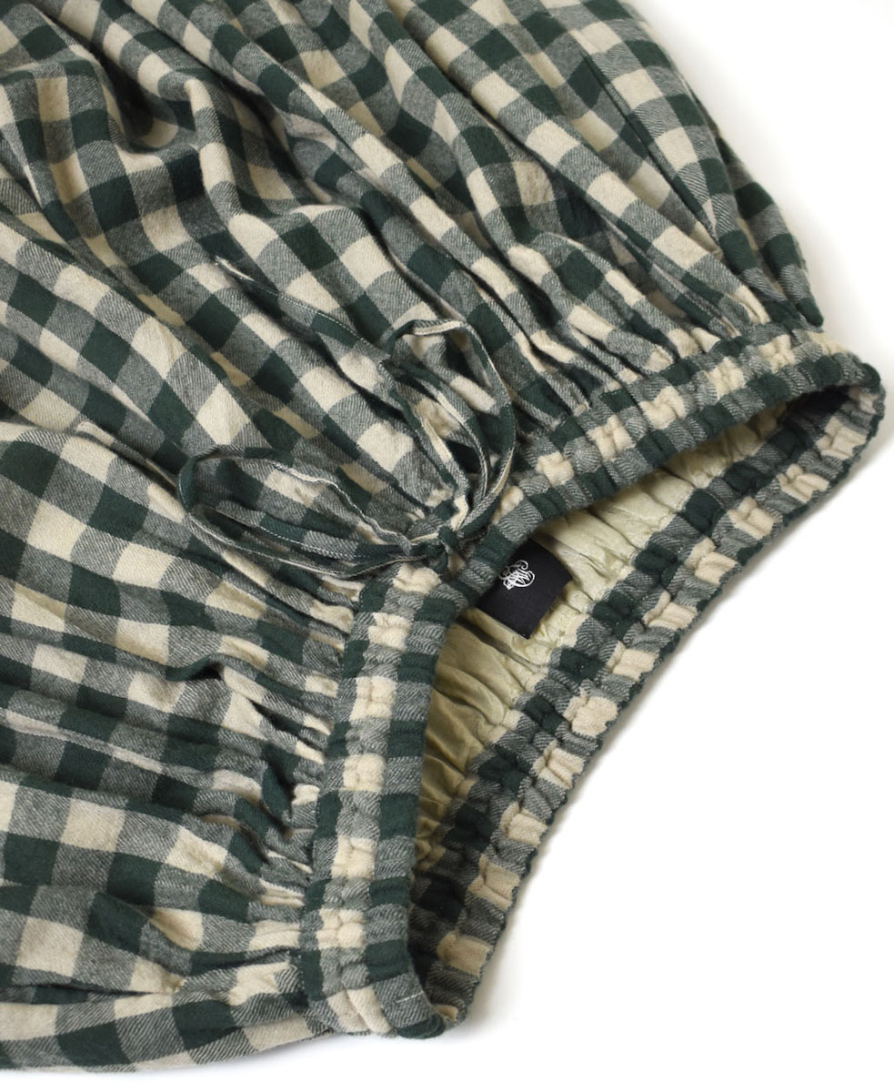 NMDS23595 (キュロット) BOILED WOOL BIG GINGHAM CHECK GATHERED CULOTTES