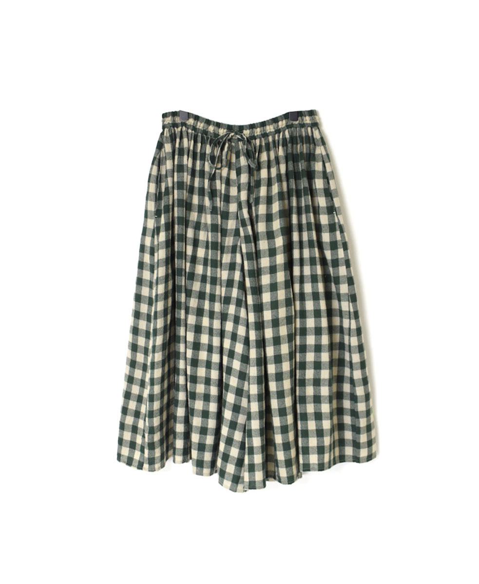 NMDS23595 (キュロット) BOILED WOOL BIG GINGHAM CHECK GATHERED CULOTTES