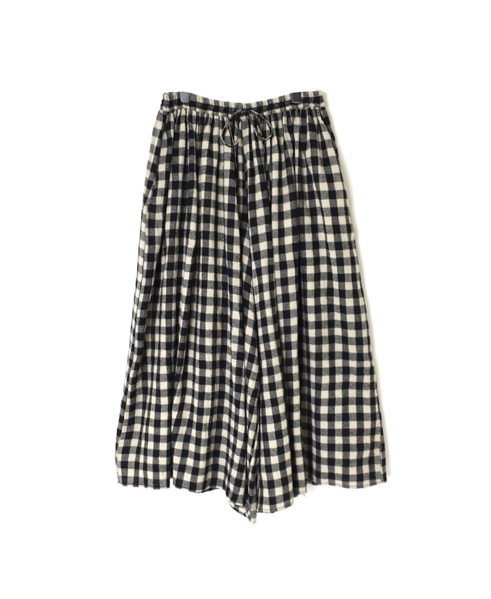 NMDS23595 (キュロット) BOILED WOOL BIG GINGHAM CHECK GATHERED CULOTTES