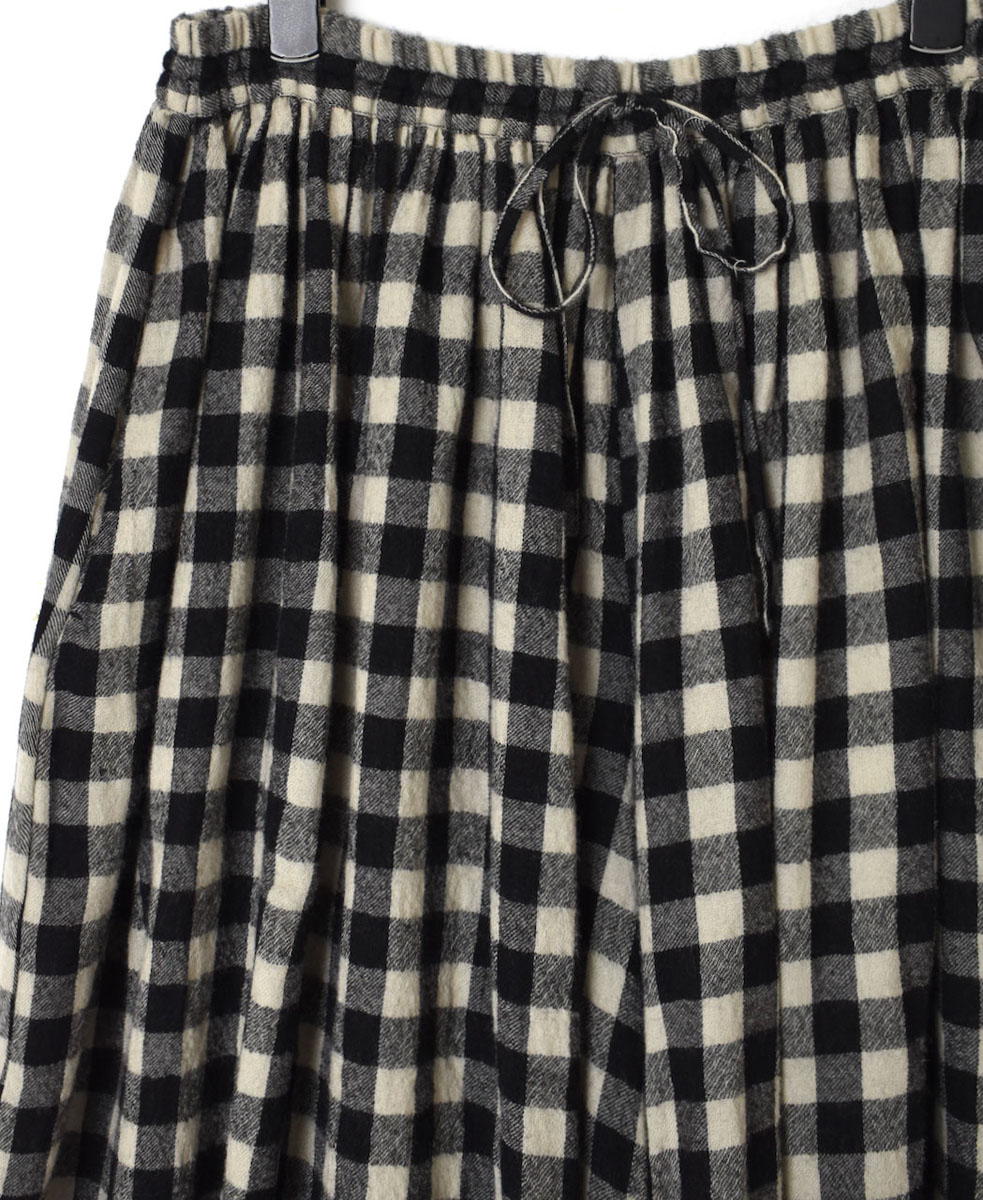 NMDS23595 (キュロット) BOILED WOOL BIG GINGHAM CHECK GATHERED CULOTTES
