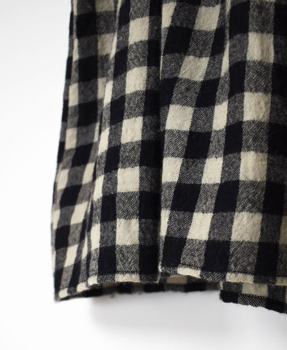 NMDS23595 (キュロット) BOILED WOOL BIG GINGHAM CHECK GATHERED CULOTTES