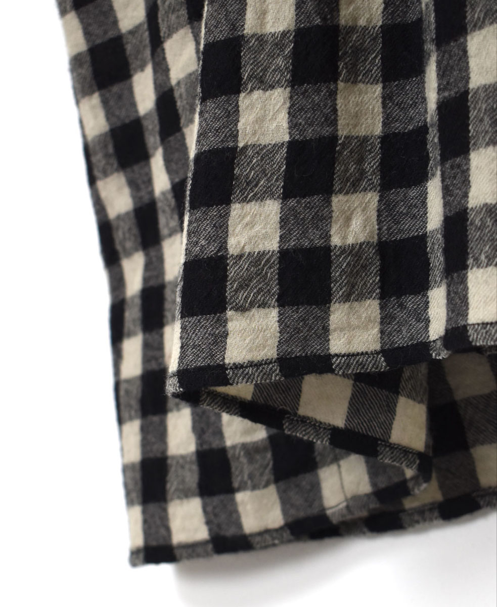 NMDS23592 (ワンピース) BOILED WOOL BIG GINGHAM CHECK BANDED SHIRT DRESS WITH MINI PINTUCK
