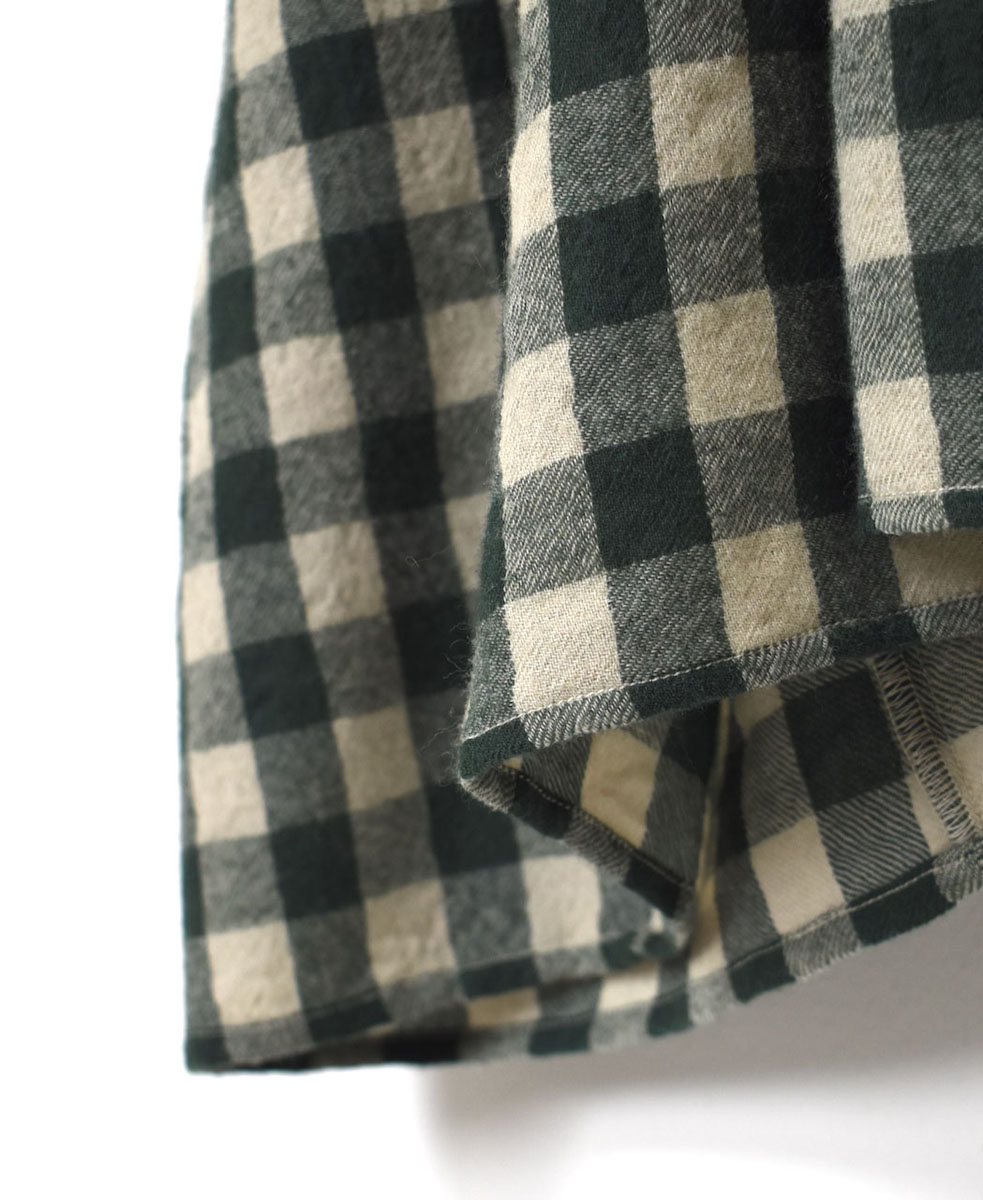 NMDS23592 (ワンピース) BOILED WOOL BIG GINGHAM CHECK BANDED SHIRT DRESS WITH MINI PINTUCK