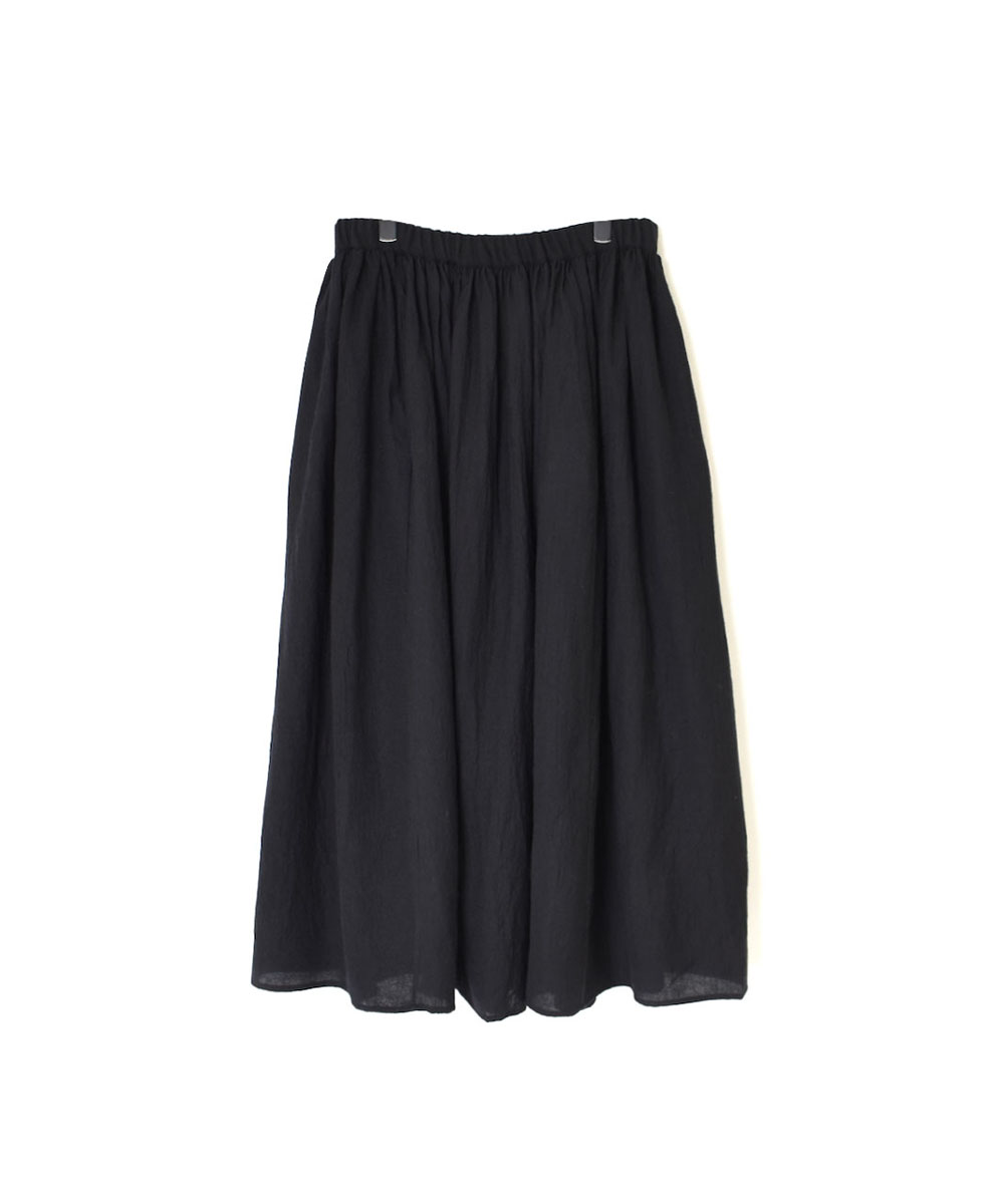 NMDS23583 (スカート) BOILED WOOL PLAIN RAJASTHAN TUCK GATHERED SKIRT WITH LINING