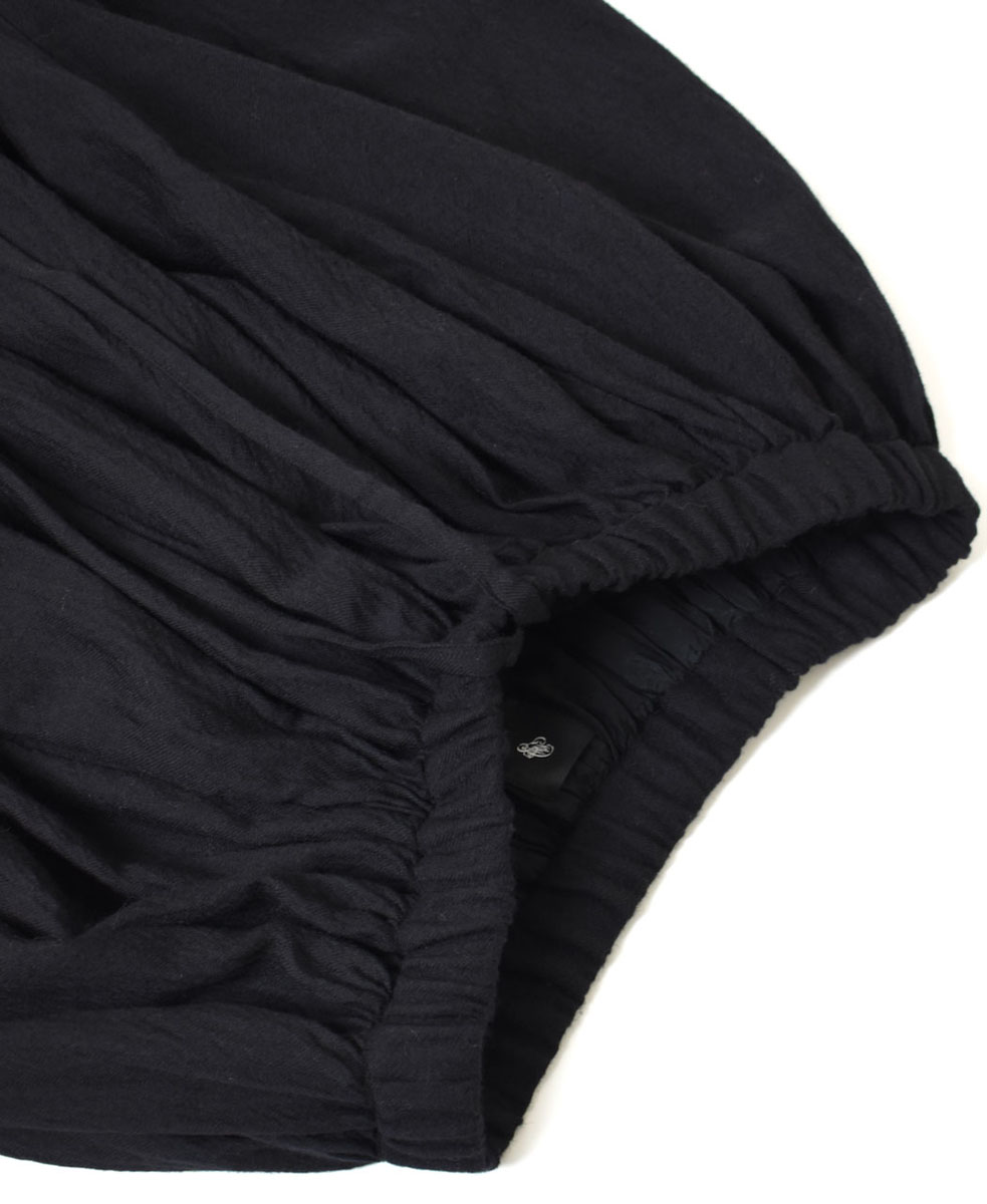 NMDS23583 (スカート) BOILED WOOL PLAIN RAJASTHAN TUCK GATHERED SKIRT WITH LINING
