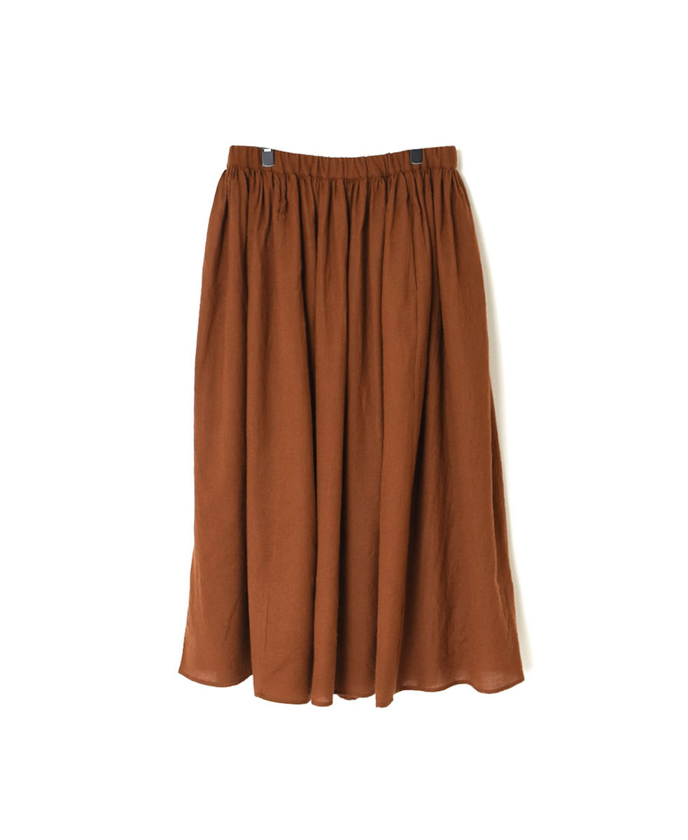 NMDS23583 (スカート) BOILED WOOL PLAIN RAJASTHAN TUCK GATHERED SKIRT WITH LINING