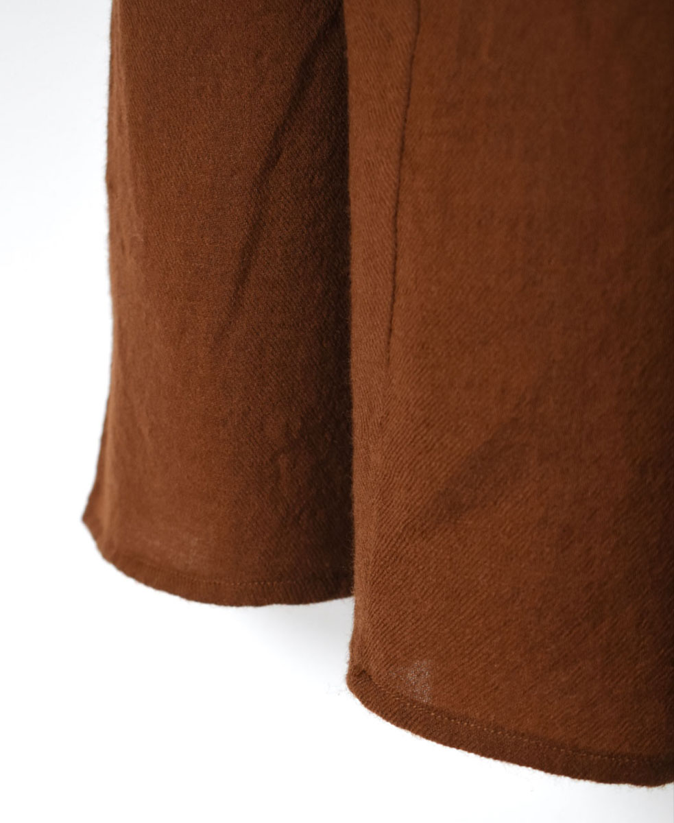 NMDS23583 (スカート) BOILED WOOL PLAIN RAJASTHAN TUCK GATHERED SKIRT WITH LINING